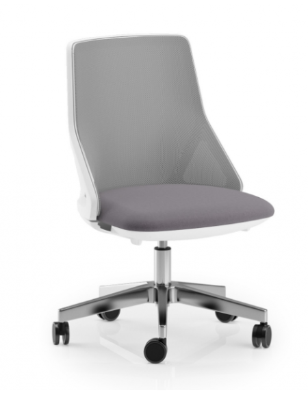 Sedia schienale basso a rete - telaio bianco - senza braccioli -rivestimento ignifugo - Movimento gas oscillante - CAM