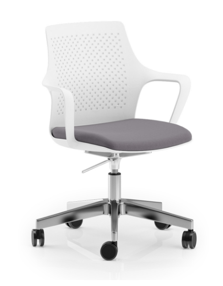 Poltrona schienale in nylon bianco con braccioli - rivestimento in Ecopelle o Poliestere ignifugo - Certificata CAM