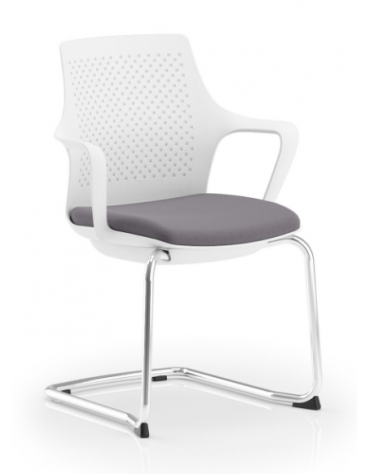 Poltrona schienale in nylon bianco con braccioli - struttura a slitta cromata - rivestimento ignifugo - Certificata CAM