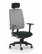 Poltrona schienale alto in rete con braccioli e poggiatesta - rivestimento ignifugo - Movimento sincronizzato - CAM