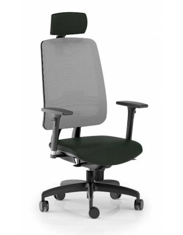 Poltrona schienale alto in rete con braccioli e poggiatesta - rivestimento ignifugo - Movimento sincronizzato - CAM