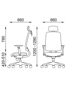 Poltrona schienale alto in rete con braccioli e poggiatesta - rivestimento ignifugo - Movimento sinc. autobalance - CAM