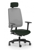 Poltrona schienale alto in rete con braccioli e poggiatesta - rivestimento ignifugo - Movimento sinc. autobalance - CAM