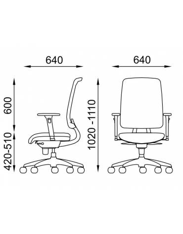 Poltrona schienale alto in rete con braccioli - rivestimento ignifugo - Movimento sincronizzato autobalance - CAM