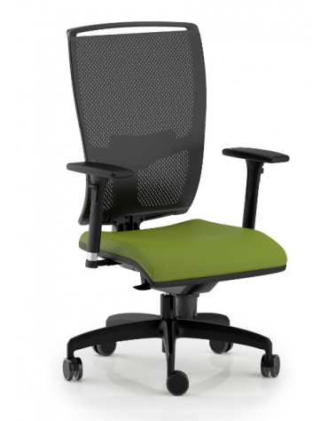 Poltrona schienale alto in rete con braccioli - rivestimento ignifugo - Movimento sincronizzato - Certificata CAM