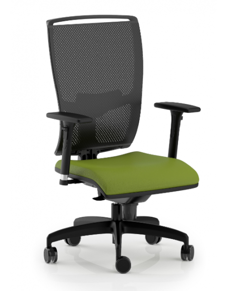 Poltrona schienale alto in rete con braccioli - rivestimento ignifugo - Movimento sincronizzato - Certificata CAM