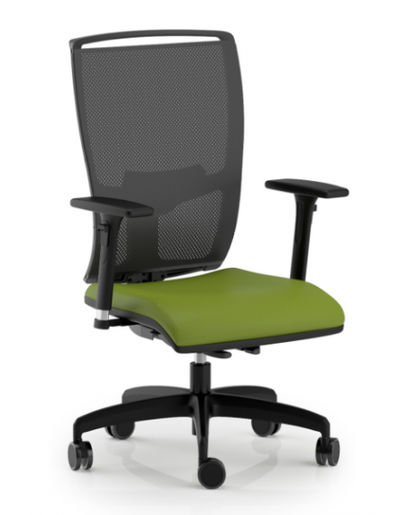 Poltrona schienale alto in rete con braccioli - rivestimento ignifugo - Movimento sincronizzato autobalance - CAM