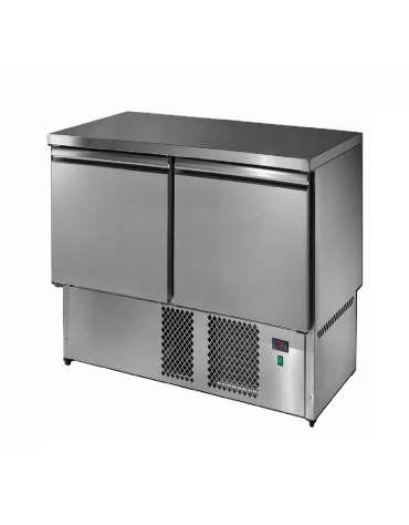 Saladette refrigerata in acciaio inox 2 porte, senza piano con sottopiano isolante - lt 210 - mm 900x700x840h