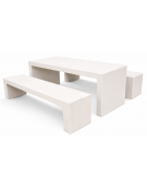 Set pic nic in cemento colore Bianco pietra c/trattamento IDROREPELLENTE - 1 tavolo cm 200x80x80h e 2 panche cm 200x50x50h - CAM