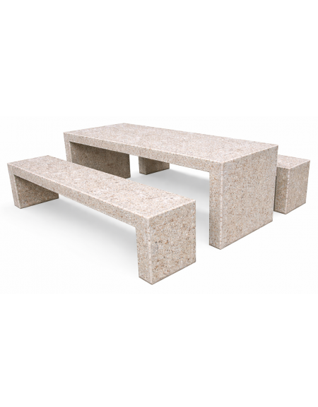 Set pic nic in cemento colore Grigio sabbiato trattamento IDROREPELLENTE - 1 tavolo cm 200x80x80h e 2 panche cm 200x50x50h - CAM