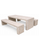 Set pic nic in cemento colore Grigio sabbiato trattamento IDROREPELLENTE - 1 tavolo cm 200x80x80h e 2 panche cm 200x50x50h - CAM