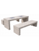 Set pic nic in cemento colore Grigio sabbiato - 1 tavolo cm 200x80x80h e 2 panche cm 200x50x50h - Con scacchiera - Conforme CAM