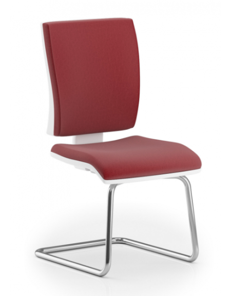 Poltrona visitatore a slitta in acciaio cromata con coprischienale in nylon bianco - rivestimento ignifugo - CAM
