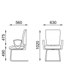 Poltrona visitatore a slitta in acciaio cromata con braccioli e coprischienale in nylon bianco - rivestimento ignifugo