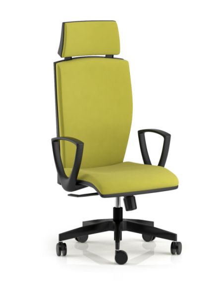 Poltrona schienale alto con braccioli e poggiatesta - Movimento sincronizzato a 4 posizioni - rivestimento ignifugo