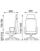 Poltrona schienale alto con braccioli e poggiatesta - Movimento sincronizzato a 5 posizioni - rivestimento ignifugo
