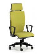 Poltrona schienale alto con braccioli e poggiatesta - Movimento sincronizzato a 5 posizioni - rivestimento ignifugo