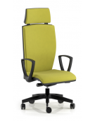 Poltrona schienale alto con braccioli e poggiatesta - Movimento sincronizzato con traslatore - rivestimento ignifugo