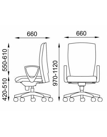 Poltrona schienale alto con braccioli - Movimento sincronizzato con traslatore - rivestimento ignifugo - CAM