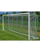 Coppia porte 6x2 metri in alluminio sez. 80 mm.,traversa divisa a metà mobili, gomiti saldati.