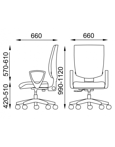 Poltrona schienale medio con braccioli - Meccanismo contatto permanente - rivestimento ignifugo - CAM