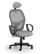 Poltrona schienale alto in rete con braccioli e poggiatesta fissi - Meccanismo sincronizzato a 4 posizioni - CAM