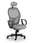 Poltrona schienale alto in rete con braccioli e poggiatesta fissi - Meccanismo sincronizzato a 5 posizioni - CAM