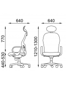 Poltrona schienale alto in rete con braccioli e poggiatesta fissi - Meccanismo sincronizzato con traslatore - CAM