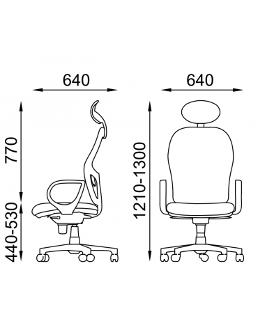 Poltrona schienale alto in rete con braccioli e poggiatesta fissi - Meccanismo sincronizzato con traslatore - CAM