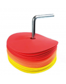 Set 30 delimitatori circolari piatti - diametro cm 15 - 3 colori - Con supporto in metallo