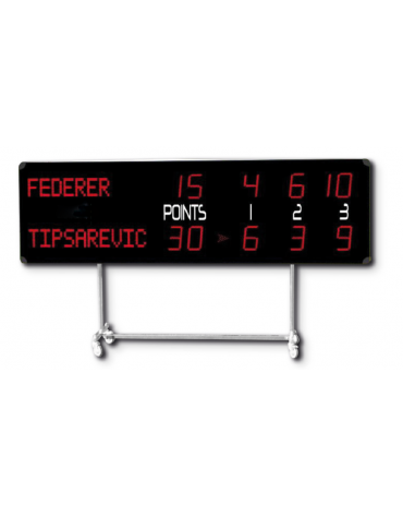 Tabellone elettronico segnapunti tennis per esterno, 452RTX ALPHA, visualizzazione nomi giocatori - cm 240x70 - Console inclusa
