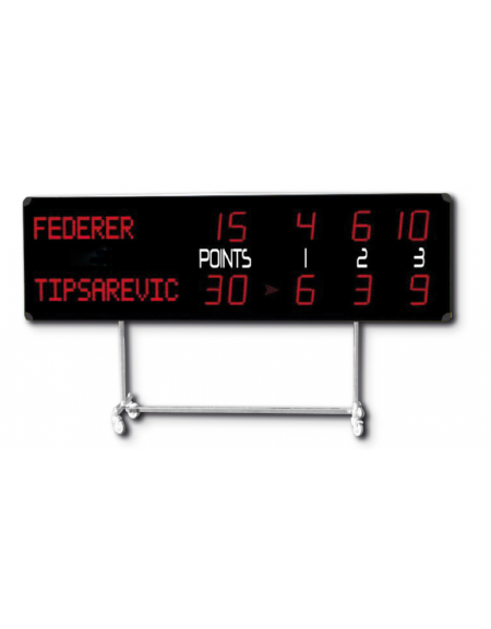 Tabellone elettronico segnapunti tennis per esterno, 452RTX ALPHA, visualizzazione nomi giocatori - cm 240x70 - Console inclusa