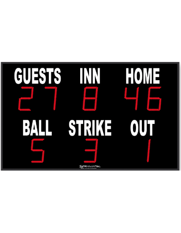 Tabellone elettronico segnapunti baseball per esterno - 452 FBB - dimensioni cm 190×115 - Completo di console
