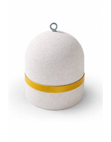 DISSUASORE VERTICALE BASSO IN CEMENTO KG 200 - COLORE BIANCO PIETRA - FASCIA CATARIFRANGENTE - CM 52x52x52H - Conforme ai CAM