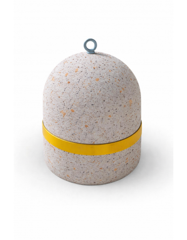 DISSUASORE BASSO IN CEMENTO KG 200 - COLORE GRIGIO TRAVERTINO - FASCIA CATARIFRANGENTE - CM 52x52x52H - Conforme ai CAM