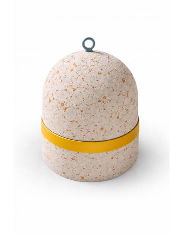 DISSUASORE VERTICALE KG 200 IN CEMENTO, FASCIA CATARIFRANGENTE - COLORE BIANCO TRAVERTINO - CM 52x52x52H - Conforme ai CAM