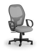 Poltrona schienale alto in rete con braccioli fissi - Meccanismo sincronizzato a 4 posizioni - CAM