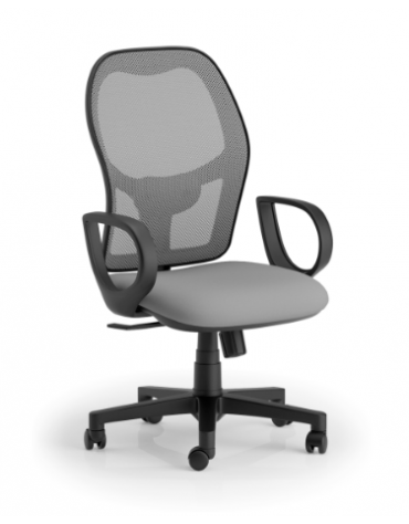 Poltrona schienale alto in rete con braccioli fissi - Meccanismo sincronizzato a 4 posizioni - CAM