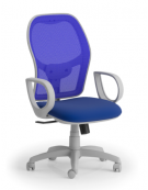 Poltrona schienale alto in rete con braccioli - struttura grigia - Meccanismo sincronizzato a 4 posizioni