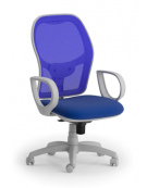 Poltrona schienale alto in rete con braccioli fissi - struttura grigia - Meccanismo sincronizzato con traslatore - CAM