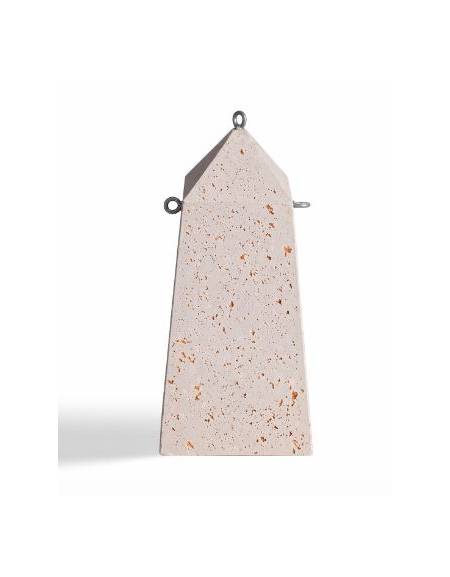 Dissuasore traffico a obelisco in cemento calcestruzzo - Colore bianco travertino - Kg 400 - cm 50x50x110h - Conforme ai CAM