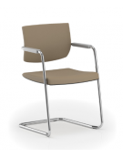 Poltrona visitatore telaio a slitta in acciaio cromato con braccioli - rivestimento in Ecopelle o Poliestere ignifugo - CAM