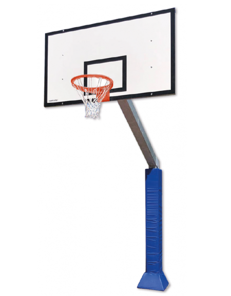 Impianto basket monotubolare - versione con piastre di fissaggio a terra - Sbalzo totale cm 225