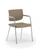 Poltrona visitatore telaio 4 gambe in acciaio cromato con braccioli - rivestimento in Ecopelle o Poliestere ignifugo - CAM