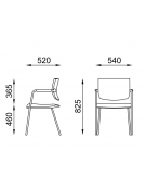 Poltrona visitatore telaio 4 gambe in acciaio cromato con braccioli - rivestimento in Ecopelle o Poliestere ignifugo - CAM