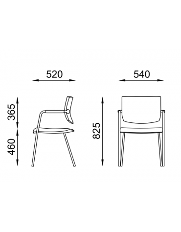 Poltrona visitatore telaio 4 gambe in acciaio cromato con braccioli - rivestimento in Ecopelle o Poliestere ignifugo - CAM