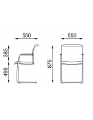 Poltrona visitatore telaio a slitta cromato con schienale a rete e braccioli - rivestimento in Ecopelle o Poliestere ignifugo