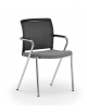 Poltrona visitatore telaio 4 gambe cromato con schienale a rete e braccioli - rivestimento in Ecopelle o Poliestere ignifugo