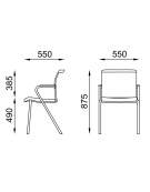 Poltrona visitatore telaio 4 gambe cromato con schienale a rete e braccioli - rivestimento in Ecopelle o Poliestere ignifugo