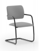 Sedia visitatore telaio a slitta in acciaio nero con braccioli - schienale basso con carter nero - rivestimento ignifugo - CAM